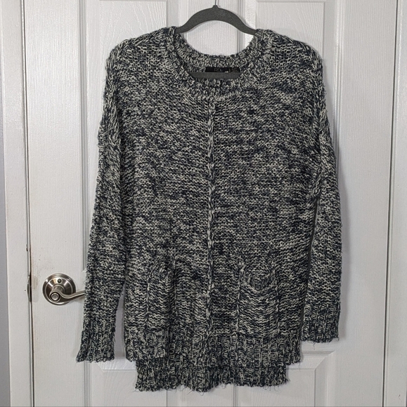 RDI Chunky Knit Long Sleeve Tunic Pocket Sweater in Marbled Green & Cream Size S - Picture 1 of 8
